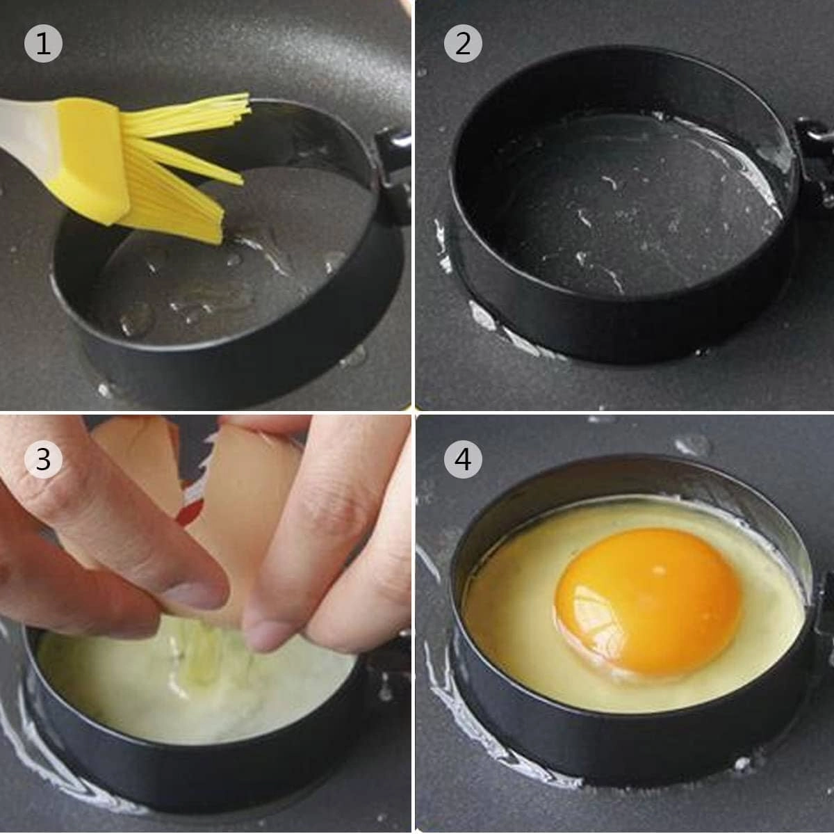 4-Pack: Stainless Steel Egg Non-Stick Omelet Ring