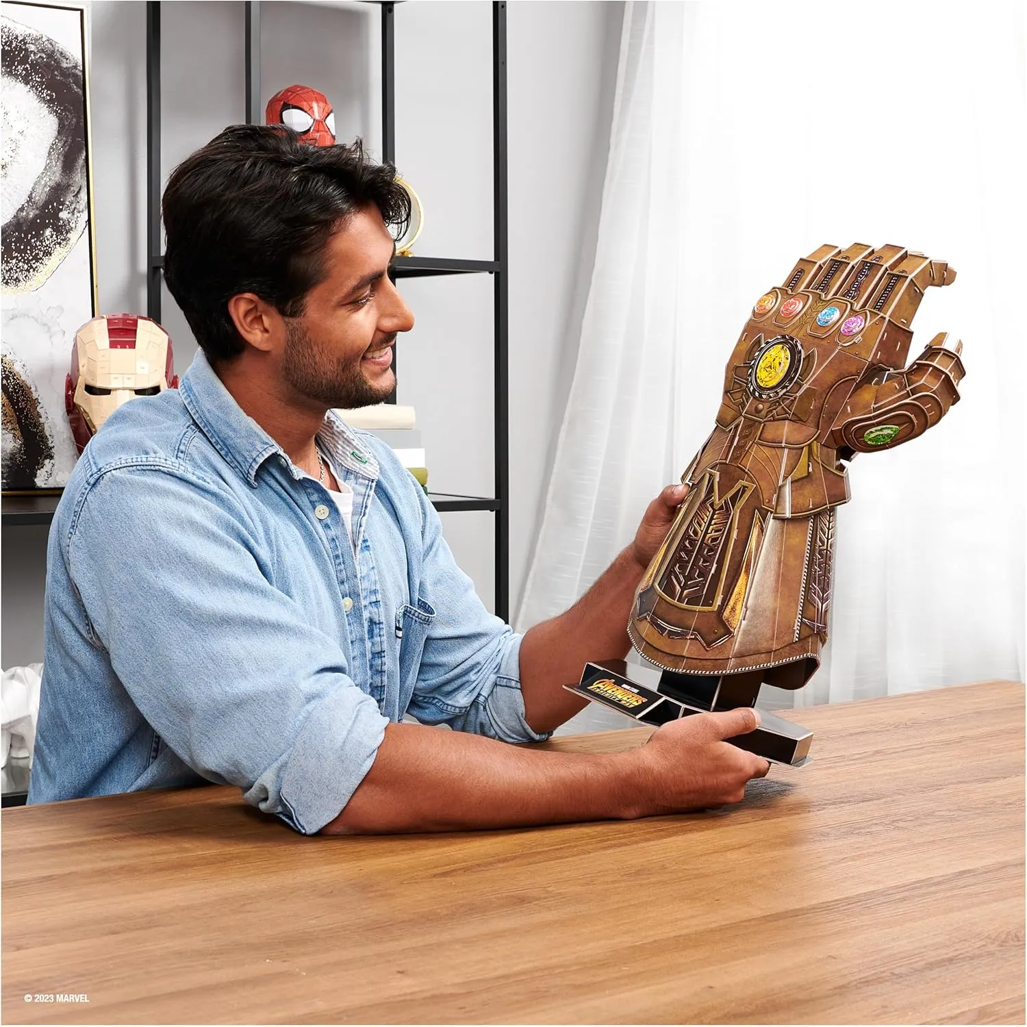 4D Build, Marvel Infinity Gauntlet 3D Puzzle Model Kit with Stand 142 Pcs | Thanos Desk Decor | Building Toys | 3D Puzzles for Adults & Teens 12 