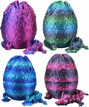 4Pcs Easter Egg 3D Printed Dragon Surprise Egg Fidget Desk Toys, Articulated Mystery Dragon Toy, Fantasy Collectible, Unique Gift for Kids & Adults