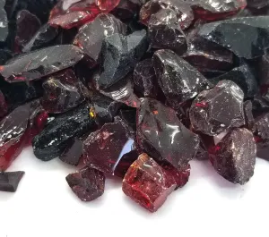 (5-POUNDS Red & Black Blend - Premium Indoor & Outdoor Crushed Fire Glass Rock Large 1/2, 3/4 & 1" inch Chunky Size - Glass for Use in Gas Fire Pit, Fireplace, Fire Table Etc. (Lava Rock)