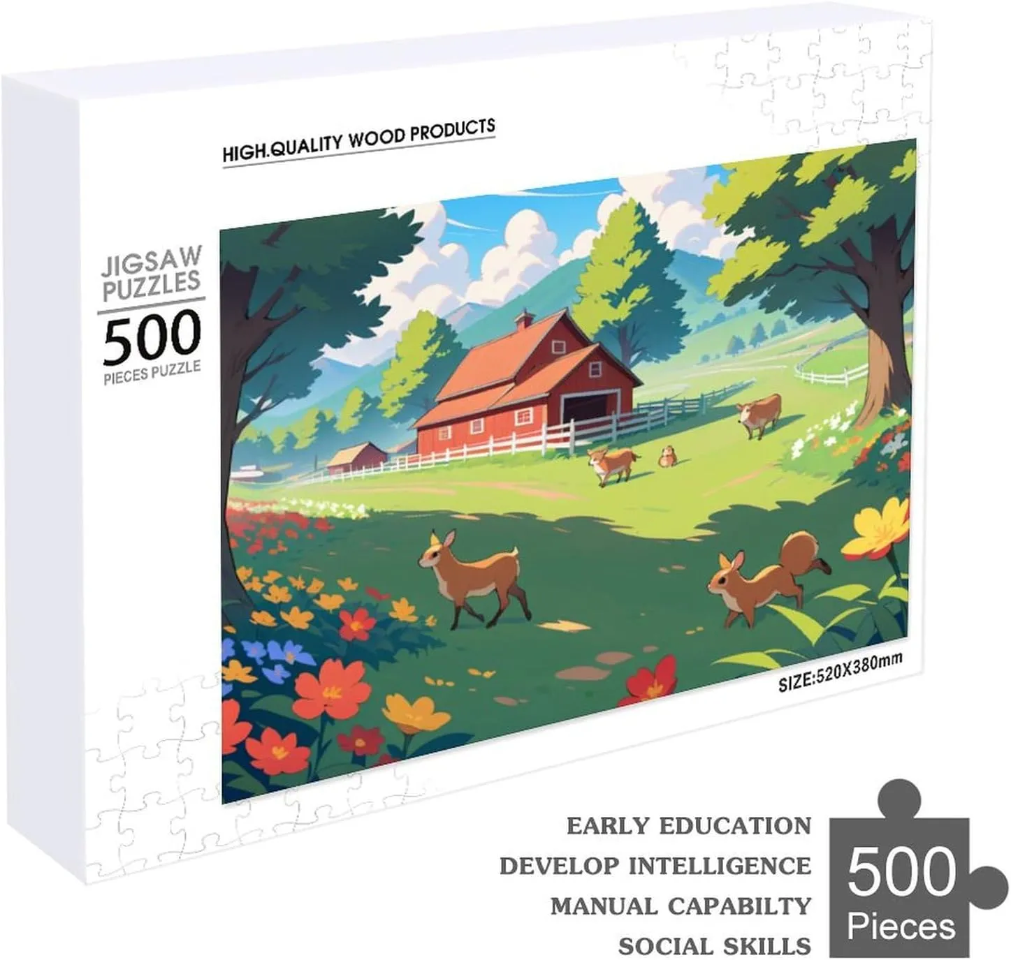 500 pcs Fish Puzzles for Adults Jigsaw Puzzles Fishing Lakeside Scenery Fish Bait Educational Game Toys Family Decoration Puzzle The Best Gift for Kids Gift for Women Men 20.5x15 Inch
