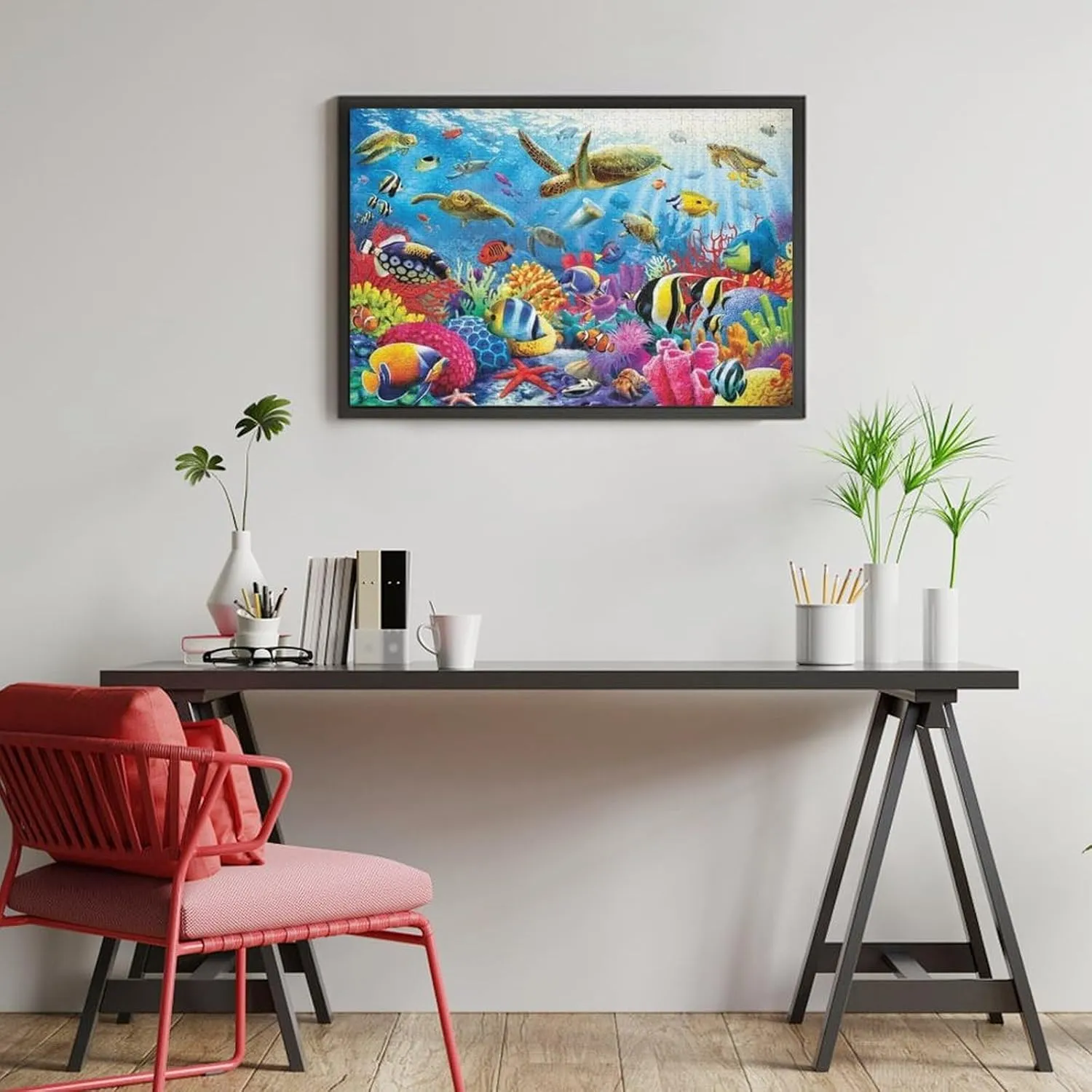 500 pcs Fish Puzzles for Adults Jigsaw Puzzles Fishing Lakeside Scenery Fish Bait Educational Game Toys Family Decoration Puzzle The Best Gift for Kids Gift for Women Men 20.5x15 Inch