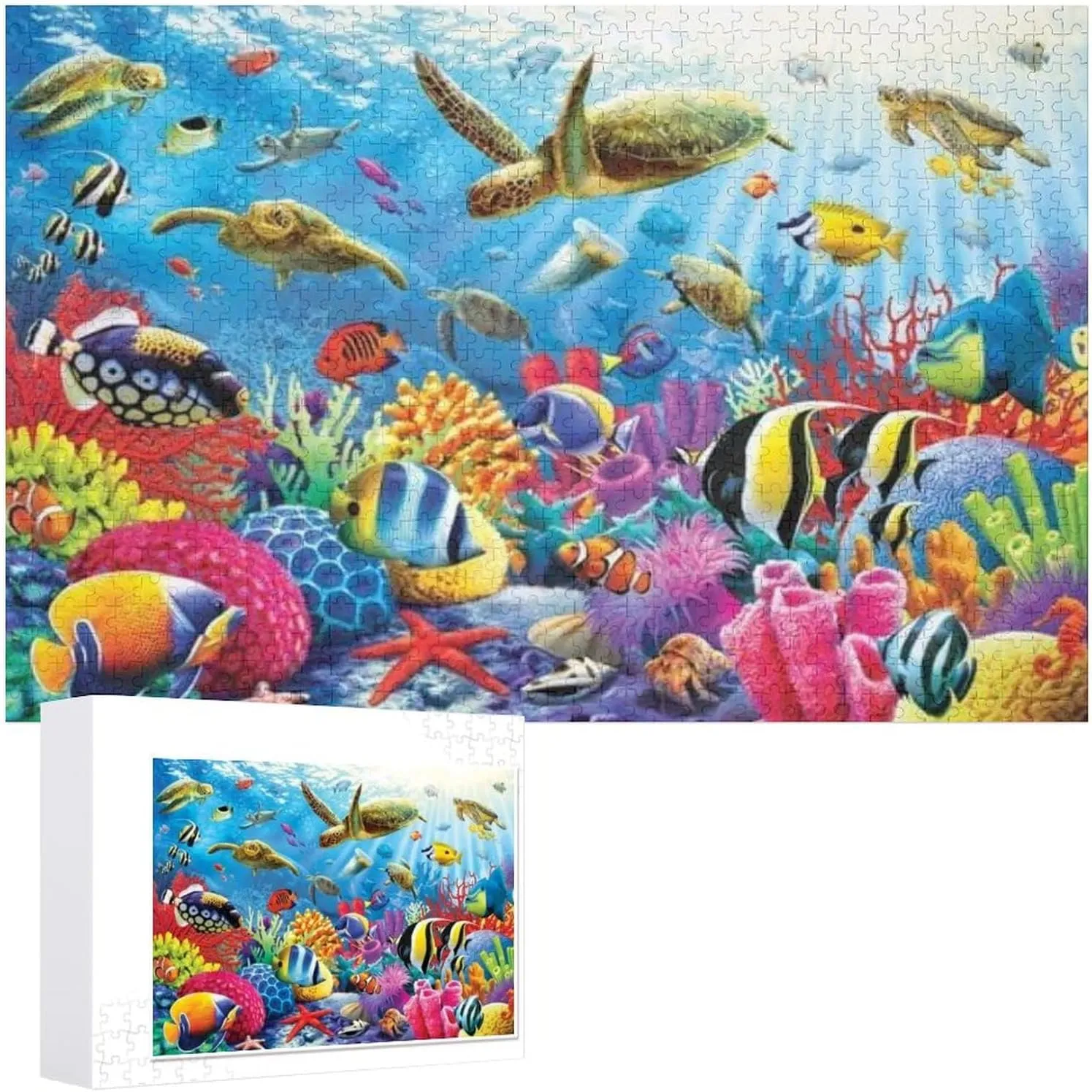 500 pcs Fish Puzzles for Adults Jigsaw Puzzles Fishing Lakeside Scenery Fish Bait Educational Game Toys Family Decoration Puzzle The Best Gift for Kids Gift for Women Men 20.5x15 Inch