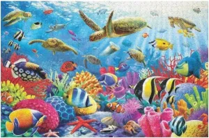 500 pcs Fish Puzzles for Adults Jigsaw Puzzles Fishing Lakeside Scenery Fish Bait Educational Game Toys Family Decoration Puzzle The Best Gift for Kids Gift for Women Men 20.5x15 Inch
