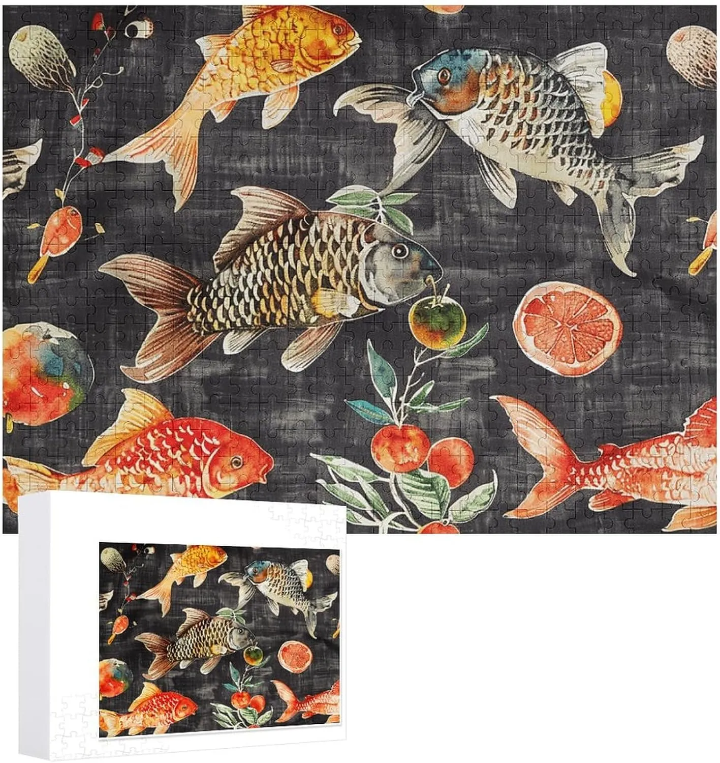 500 Pcs Jigsaw Puzzles for Adults Fish and Fruit Picture Puzzles Custom Puzzles from Photospuzzle Adult Toys, Challenge Puzzle Game DIY Family Toys Home Decor Kids Gifts, Educational Games
