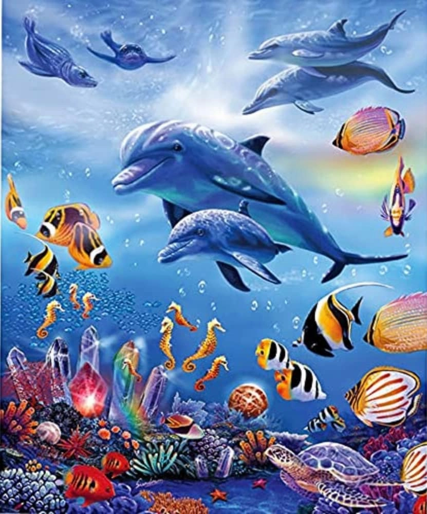 500 Piece Jigsaw Puzzle for Adults Underwater World Puzzle Dolphin, Fish Puzzle Puzzles for Kids & Teens, Fun Educational Games for Family Game Night