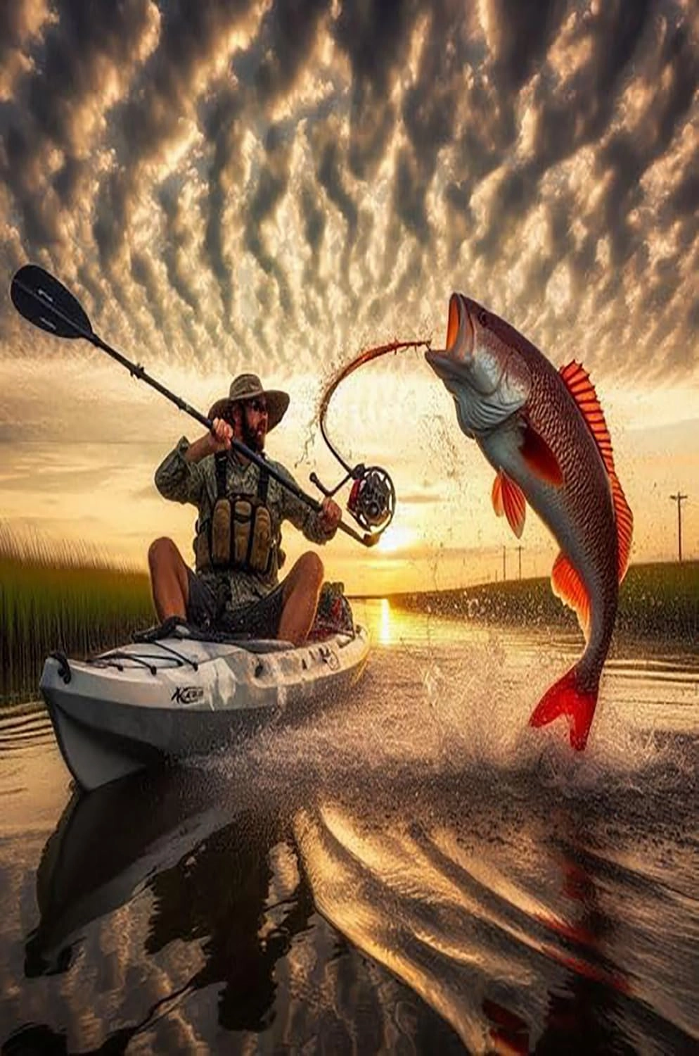 500pcs Fish Puzzles for Adults Jigsaw Puzzles Fishing Lakeside Scenery Fish Bait Educational Game Toys Family Decoration Puzzle The Gift for Kids Gift for Women Men 20.5x15 Inch