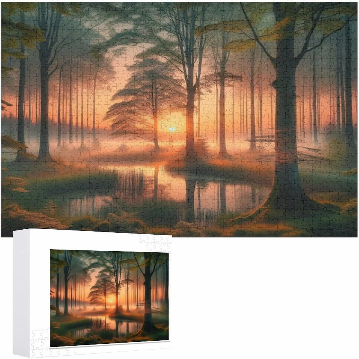 500pcs Fish Puzzles for Adults Jigsaw Puzzles Fishing Lakeside Scenery Fish Bait Educational Game Toys Family Decoration Puzzle The Gift for Kids Gift for Women Men 20.5x15 Inch