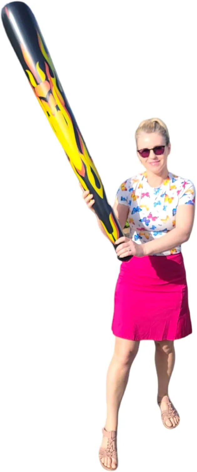 54" Jumbo Flame Inflatable Baseball Bat (Pack) Inflate Toy Perfect Party Favor Playground Fun Sport