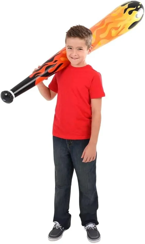 54" Jumbo Flame Inflatable Baseball Bat (Pack) Inflate Toy Perfect Party Favor Playground Fun Sport