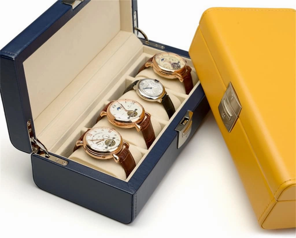 5 Grids PU Leather Watch Box Handmade Travel Jewelry Organizer Storage Case for Men and Women(white-Dinosaur Doodle4)