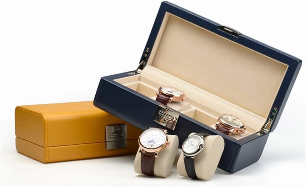 5 Grids PU Leather Watch Box Handmade Travel Jewelry Organizer Storage Case for Men and Women(white-Dinosaur Doodle4)