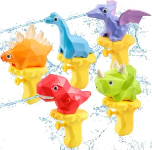 5PCS Dinosaur Squirt Guns for Toddlers, Summer Pool Toys, Outdoor Water Blasters for Kids 2-6