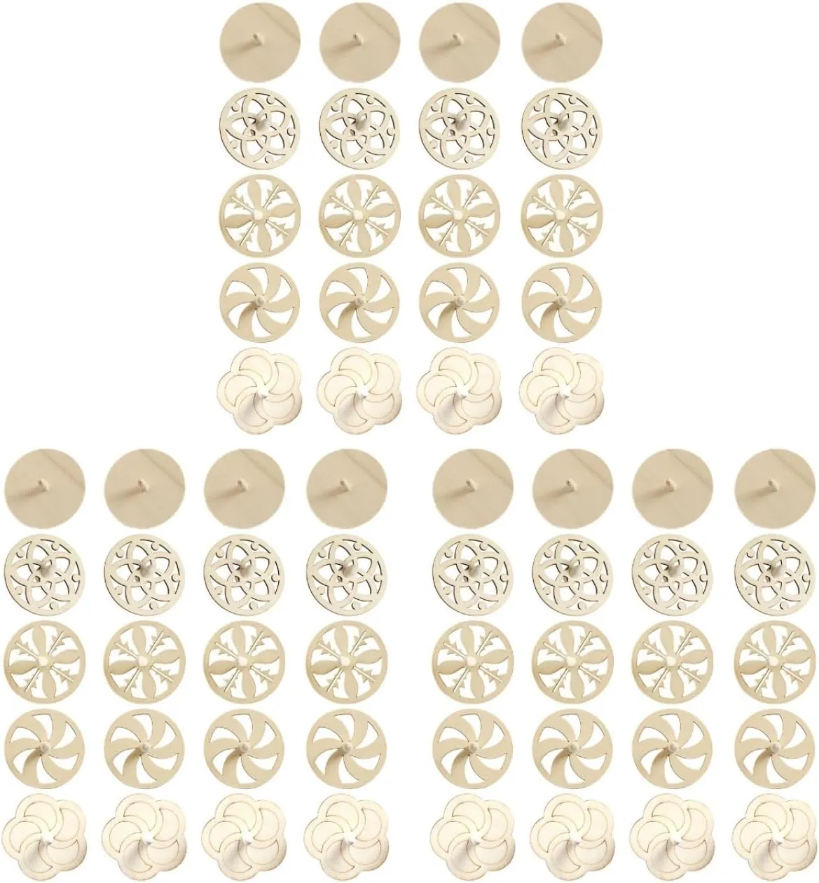 60 Pcs Unfinished Wooden Spinning Tops for Kids - DIY Paintable Gyroscopes with 5 Different Shapes, Detachable Design for Easy Coloring, Ideal for Family Gatherings and Parent-Child Games