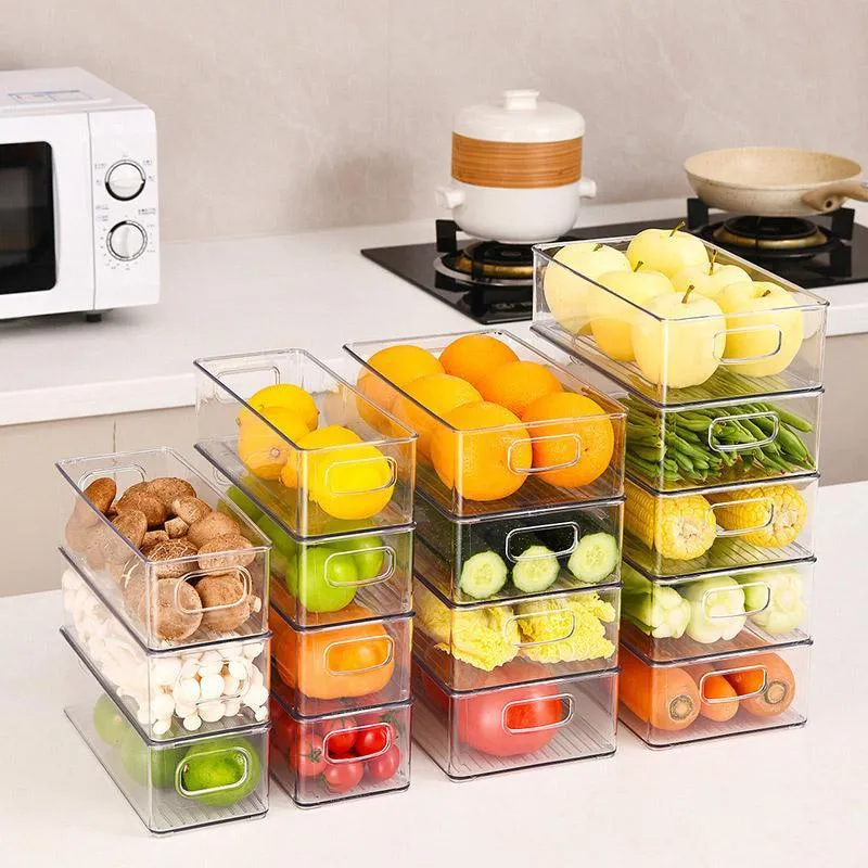 6pcs Transparent Fridge Organizer Storage Box for Kitchen and Food Organization