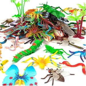76Pcs Mini Plastic Bugs Set, Plastic Insects Bugs Toy for Kids, Fake Bug For Insect Themed Garden Party, Halloween Goody Bag Filler, Christmas Stocking Stuffers, Education Party Favors Prank Toys