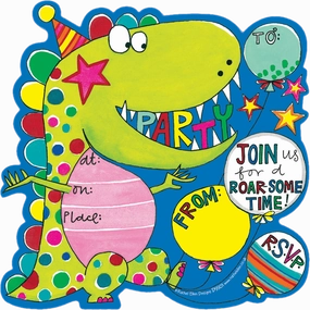 8 Dinosaur Party Invitations by Rachel Ellen Designs