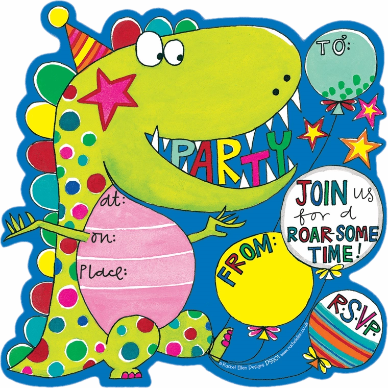 8 Dinosaur Party Invitations by Rachel Ellen Designs