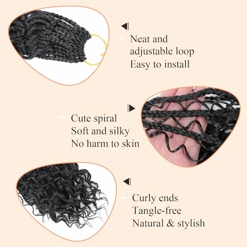 9 Packs Boho Box Braids Crochet Hair 8 Inch Goddess Box Braids Crochet Hair With Curly Ends Pre Looped Synthetic Bohemian Braid Hair Extensions For Women (8 Inch, 1B)