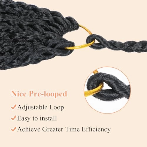 9 Packs Boho Box Braids Crochet Hair 8 Inch Goddess Box Braids Crochet Hair With Curly Ends Pre Looped Synthetic Bohemian Braid Hair Extensions For Women (8 Inch, 1B)