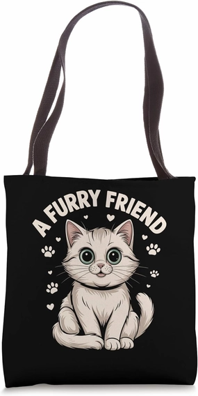 A Furry Friend Cat Lover Feline Pet Meow Love Cats Tote Bag