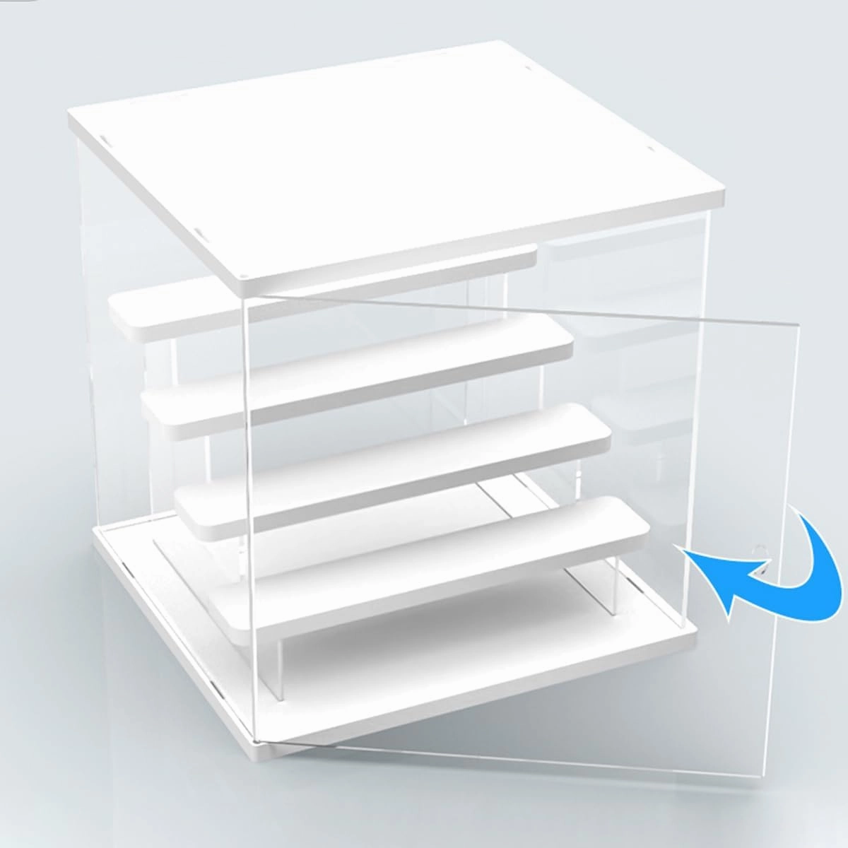 Acrylic Display Case With 5-Tier Figure Stand, Clear Doll Case With Door, Countertop Box for Action Figure Collectibles, Dustproof Storage Organizer With Wooden Base