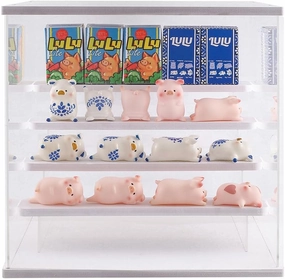 Acrylic Display Case With 5-Tier Figure Stand, Clear Doll Case With Door, Countertop Box for Action Figure Collectibles, Dustproof Storage Organizer With Wooden Base