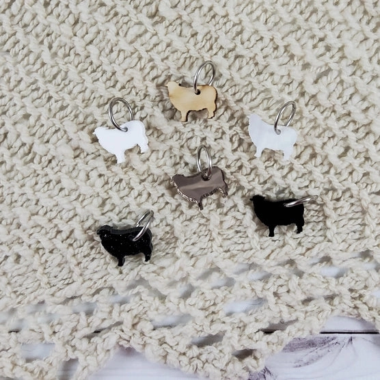 Acrylic Sheep Stitch Marker Set, Ring Style