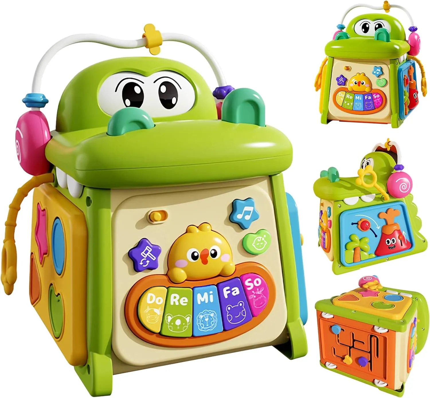 Activity Cube Baby Toys for 1 2 3 Year Old Toddlers, Early Educational Music Light Up Baby Toys for 6-18 Months, 6-in-1 Multifunctional Sensory Toy for Toddlers Birthday 1 Year Old Gifts