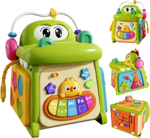 Activity Cube Baby Toys for 1 2 3 Year Old Toddlers, Early Educational Music Light Up Baby Toys for 6-18 Months, 6-in-1 Multifunctional Sensory Toy for Toddlers Birthday 1 Year Old Gifts