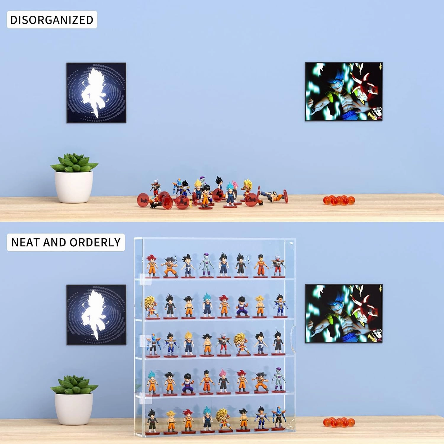 AITEE Acrylic Display Case, Display Cabinet for Mini Funko Pop Figures, Dust-Proof Clear Wall Mounted or Desktop 5 Layer Storage Mini Toys/Rock Stone, Each Compartment: 15 7/10”L x 3 2/5”W x3 4/5”H