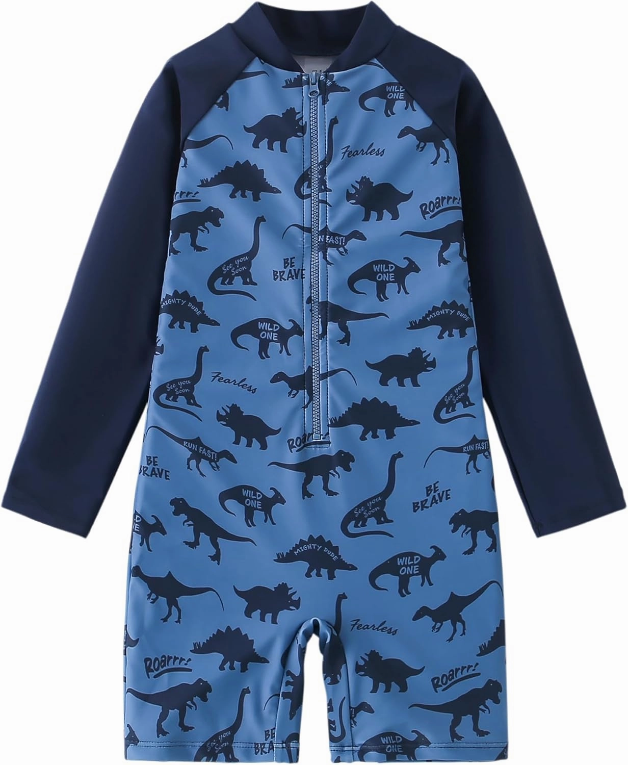AIWUHE Boys one Piece Swimsuit Zipper Rash Guard Kids Long Sleeve Bathing Suits UPF 50  Sun Protection Swimwear 2-9Y