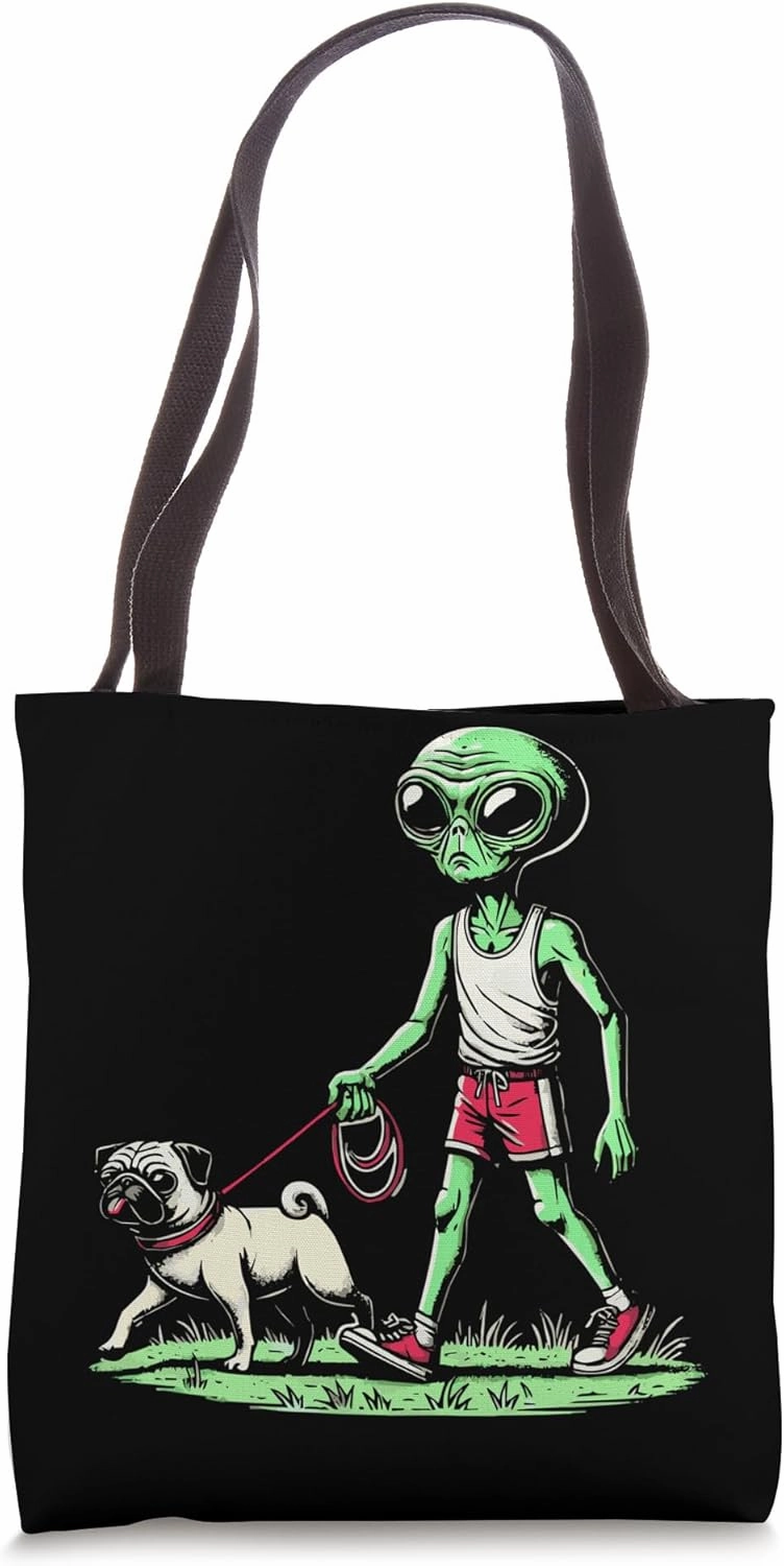 Alien Walking Dog Walker Pet Services Dog Walking Tote Bag
