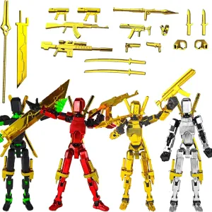 Already Assembled T13 Action Figure Accessories,T 13 Multi-Jointed Movable,The Ultimate Desktop Decor for Lovers t-13 Movability 3D Printed Toys (Metallic Style)