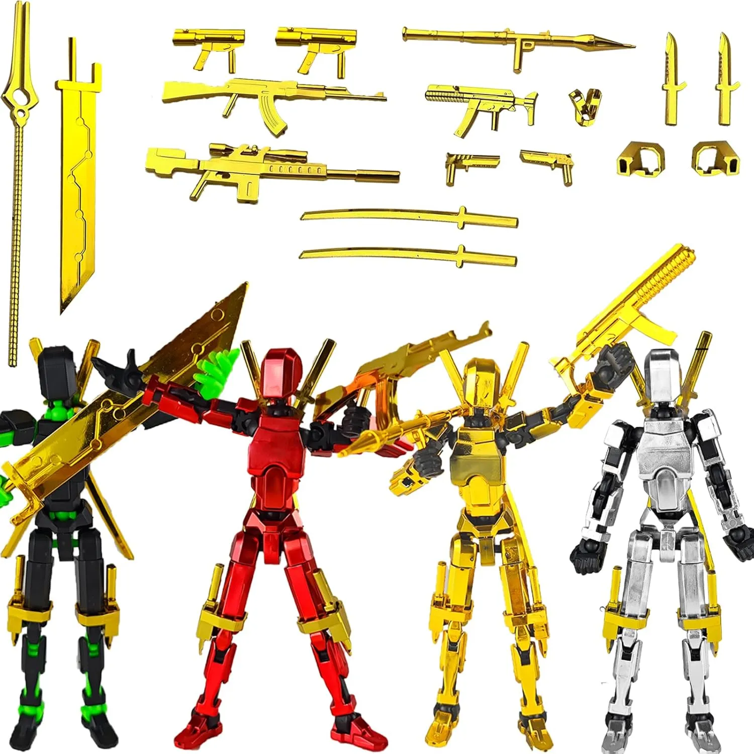 Already Assembled T13 Action Figure Accessories,T 13 Multi-Jointed Movable,The Ultimate Desktop Decor for Lovers t-13 Movability 3D Printed Toys (Metallic Style)