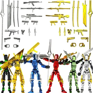 Already Assembled T13 Action Figure Accessories,T13 Multi-Jointed Movable,for Collectors Desktop Decorations t-13 Movability 3D Printed Toys (Metallic Style)