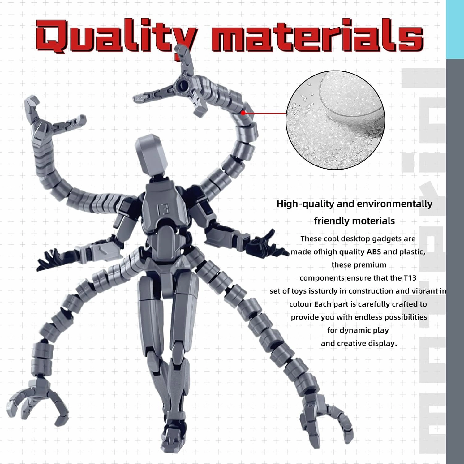 Already Assembled T13 Action Figure Accessories,Dummy 13 T13 Multi-Jointed Movable,for Collectors Desktop Decorations t-13 Movability 3D Printed Toys (7.2 Inch,Grey)