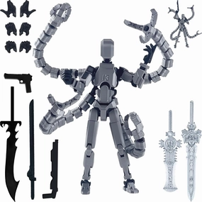 Already Assembled T13 Action Figure Accessories,Dummy 13 T13 Multi-Jointed Movable,for Collectors Desktop Decorations t-13 Movability 3D Printed Toys (7.2 Inch,Grey)