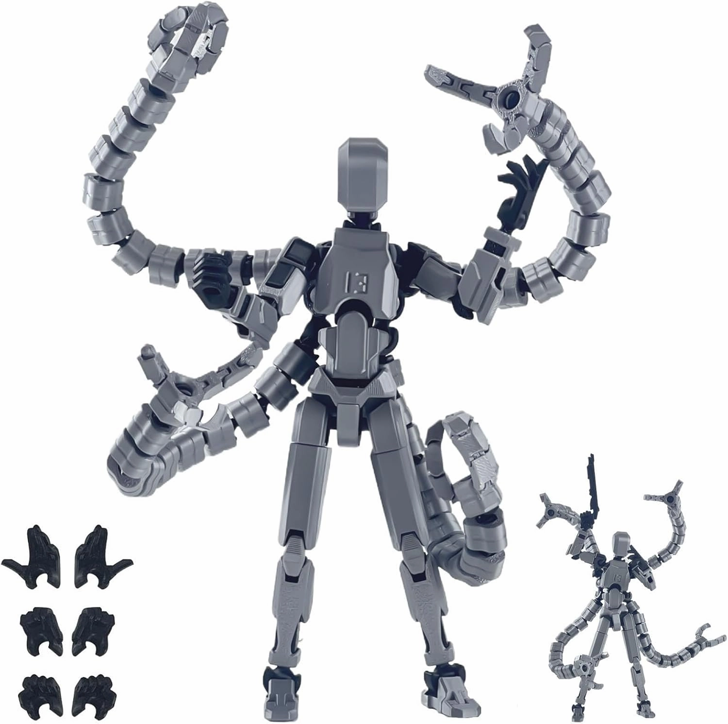 Already Assembled T13 Action Figure Accessories,Dummy 13 T13 Multi-Jointed Movable,for Collectors Desktop Decorations t-13 Movability 3D Printed Toys (7.2 Inch,Grey)