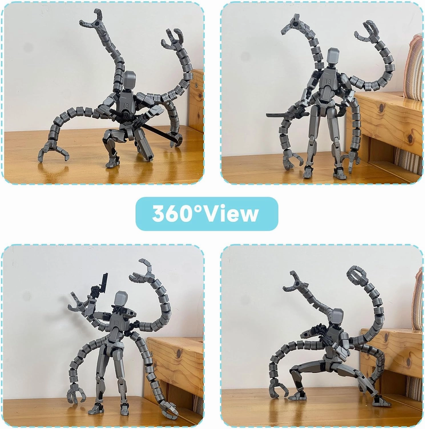 Already Assembled T13 Action Figure Accessories,Dummy 13 T13 Multi-Jointed Movable,for Collectors Desktop Decorations t-13 Movability 3D Printed Toys (7.2 Inch,Grey)