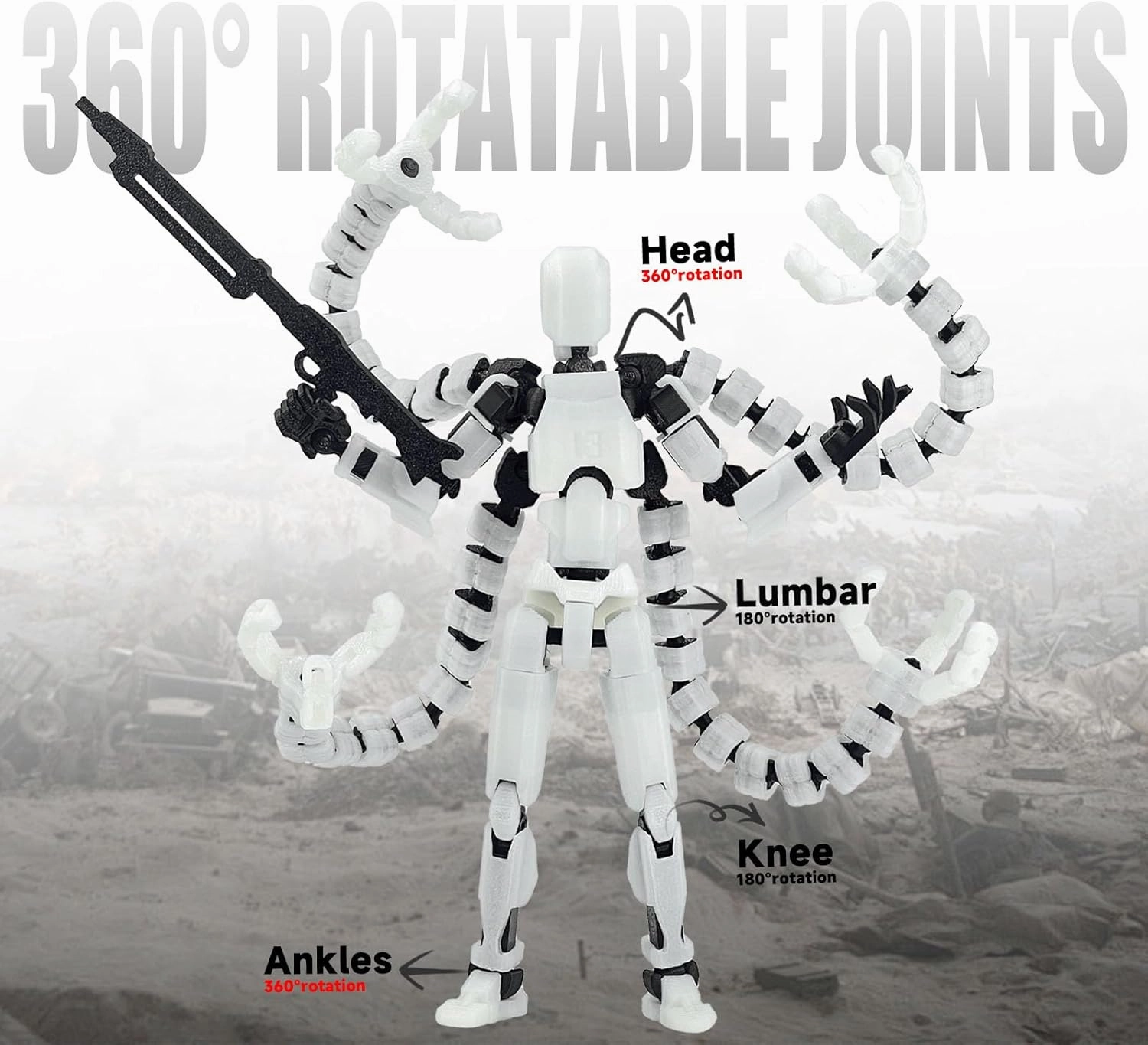 Already Assembled T13 Action Figure Accessories,Dummy 13 T13 Multi-Jointed Movable,for Collectors Desktop Decorations t-13 Movability 3D Printed Toys (Golden)