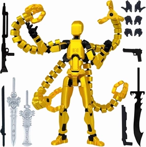 Already Assembled T13 Action Figure Accessories,T13 Multi-Jointed Movable,for Collectors Desktop Decorations t-13 Movability 3D Printed Toys (Golden, 7.2 Inch)