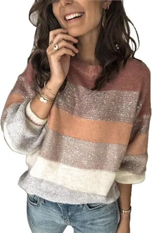 ANCAPELION Women’s Casual Sweater Pullover Winter Basic Sweatshirt Long Sleeve Cozy Knitted Jumper Tops Loose Fit