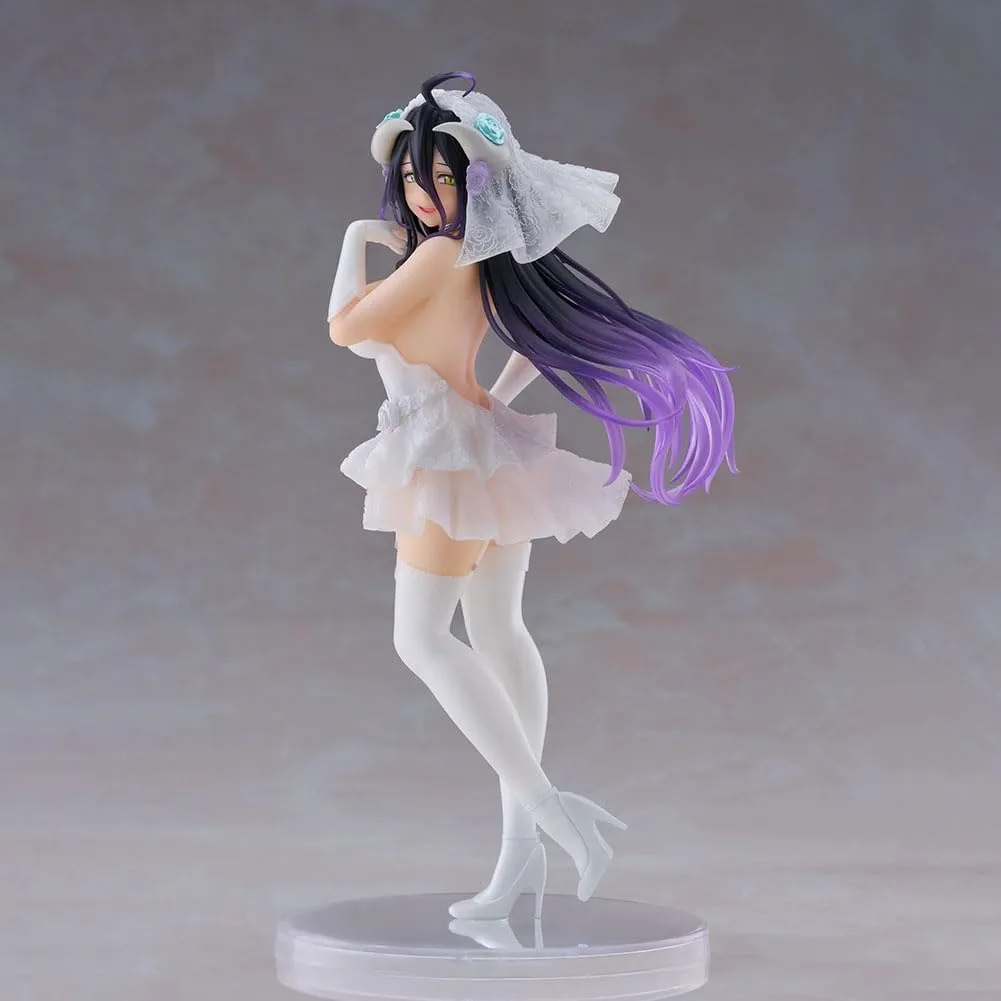 Anime Albedo Figure Statue - 18cm Wedding Dress Version Albedo Action Figure Model 1/7 Scale Standing Pose Cartoon Figurine Collectible Gifts