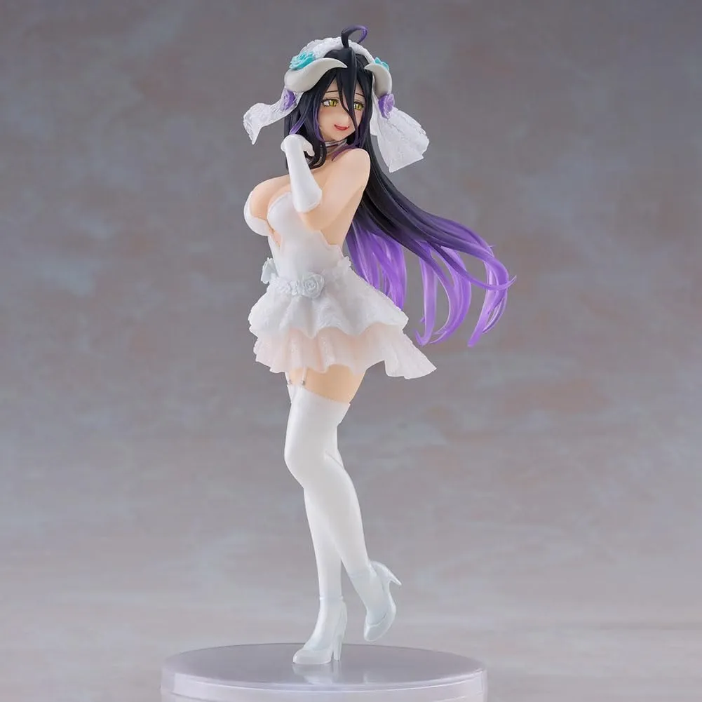 Anime Albedo Figure Statue - 18cm Wedding Dress Version Albedo Action Figure Model 1/7 Scale Standing Pose Cartoon Figurine Collectible Gifts