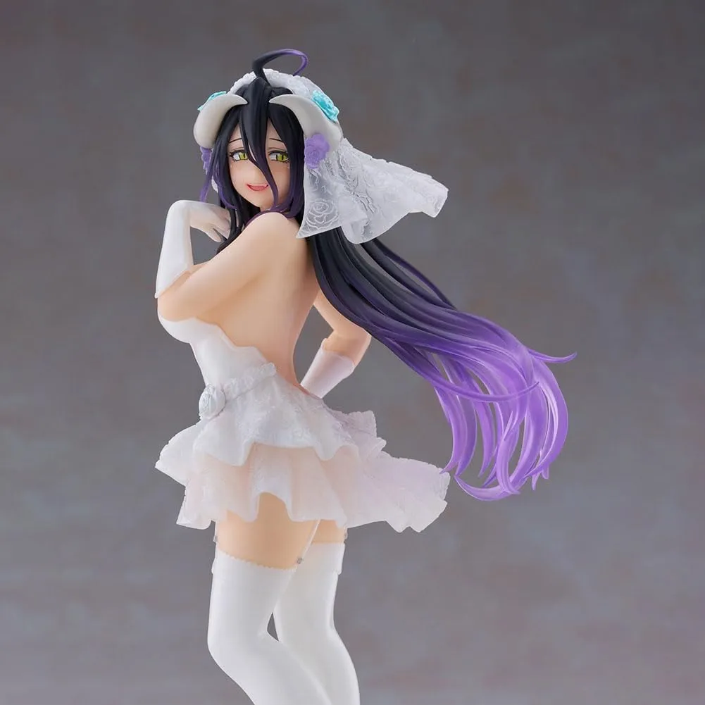 Anime Albedo Figure Statue - 18cm Wedding Dress Version Albedo Action Figure Model 1/7 Scale Standing Pose Cartoon Figurine Collectible Gifts