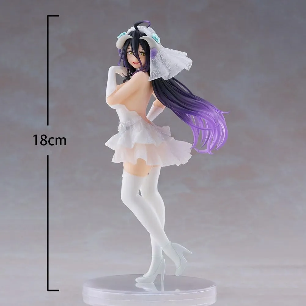 Anime Albedo Figure Statue - 18cm Wedding Dress Version Albedo Action Figure Model 1/7 Scale Standing Pose Cartoon Figurine Collectible Gifts