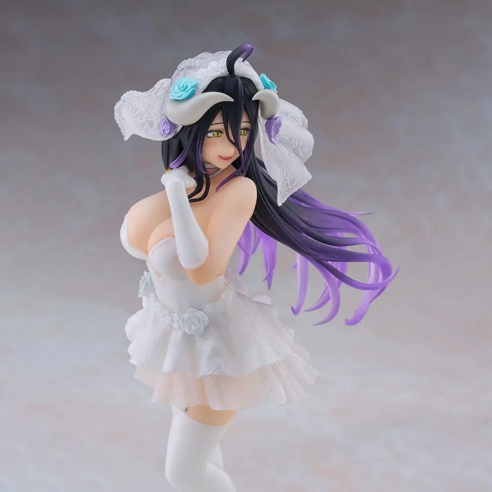 Anime Albedo Figure Statue - 18cm Wedding Dress Version Albedo Action Figure Model 1/7 Scale Standing Pose Cartoon Figurine Collectible Gifts