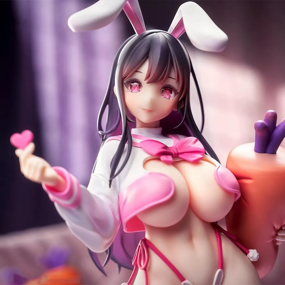 Anime Illustration Pink JK Bunny Girl Figure Original Painting Uno Love Injection Model Statue