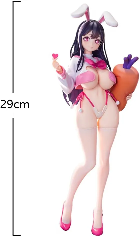 Anime Illustration Pink JK Bunny Girl Figure Original Painting Uno Love Injection Model Statue